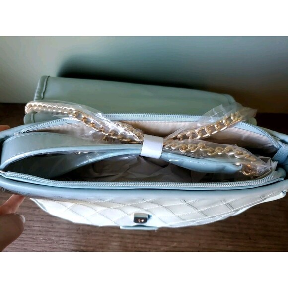 Simply Southern Mint Green Shoulder Bag Purse Gold Chain Quilted Pattern NWT - Picture 8 of 16